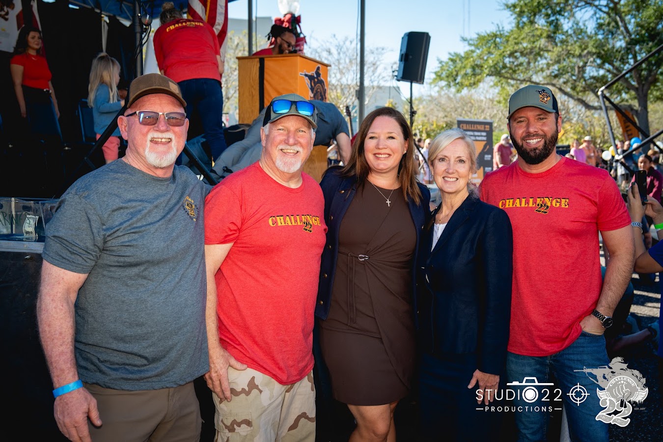 Kurt and Lana Gies with supporters at a Challenge 22 veterans walk event